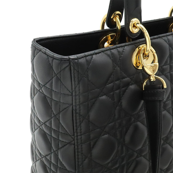 Christian Dior Lady Dior Cannage Shoulder Bag Tote Black Leather - Picture 8 of 10